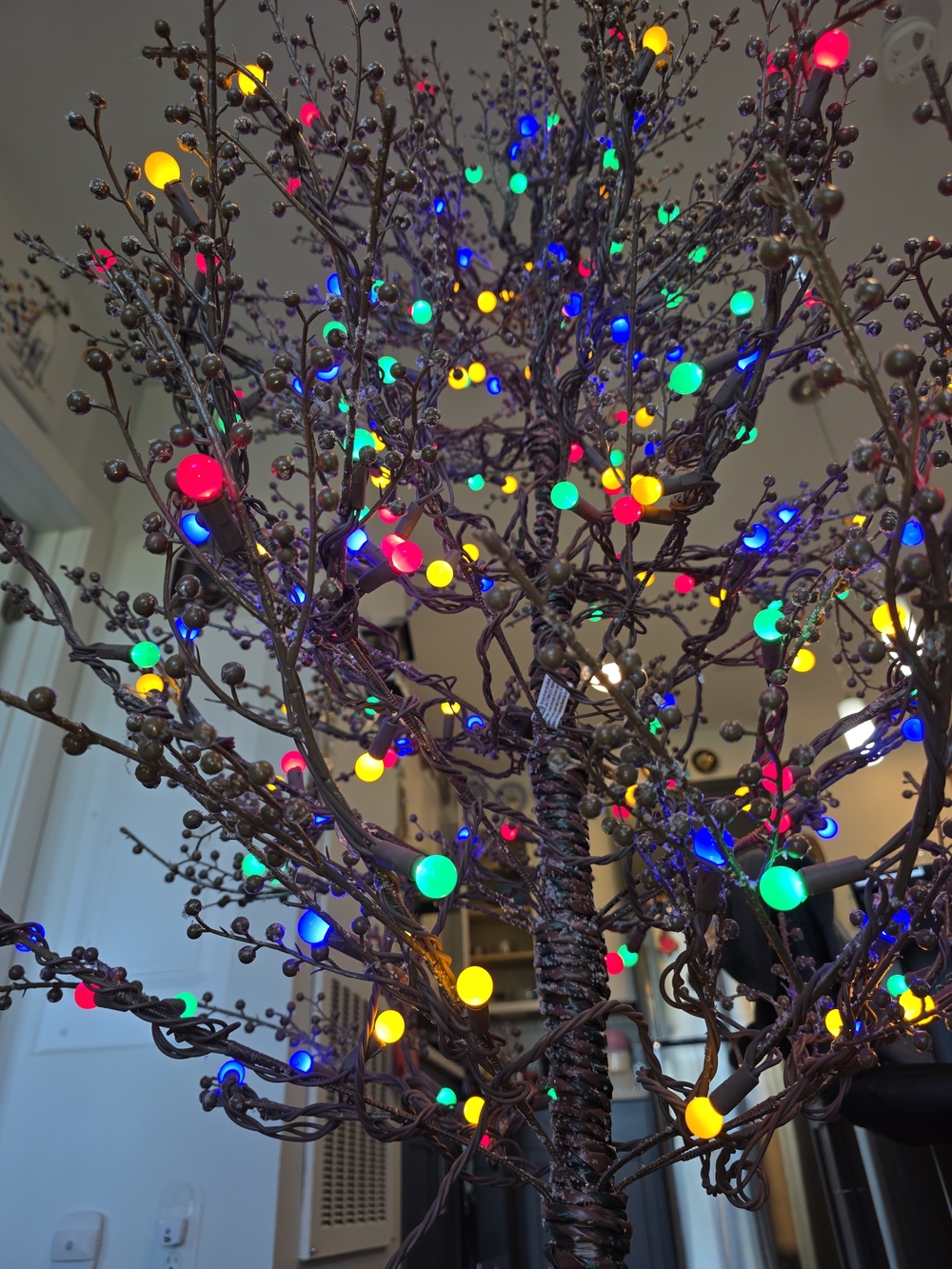 GE Ft Pre-lit artificial twig Christmas tree multicolored LED gumball lights - Picture 5 of 10